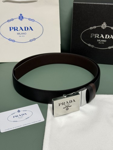 Prada Classic Luxury Double Sided Leather Belt 34MM