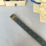 Louis Vuitton Classic Casual Embossed Double Sided Leather Belt 40MM