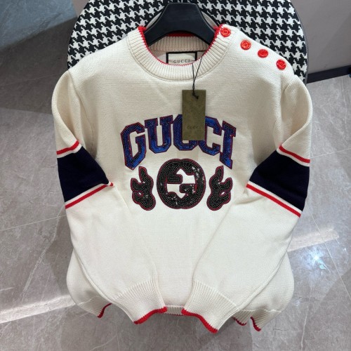 Gucci Unisex Classic Color Contrast Splicing Round Neck Knitted Sweater