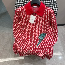 Dior Fashion Full Logo Jacquard Collar Knitted Sweater