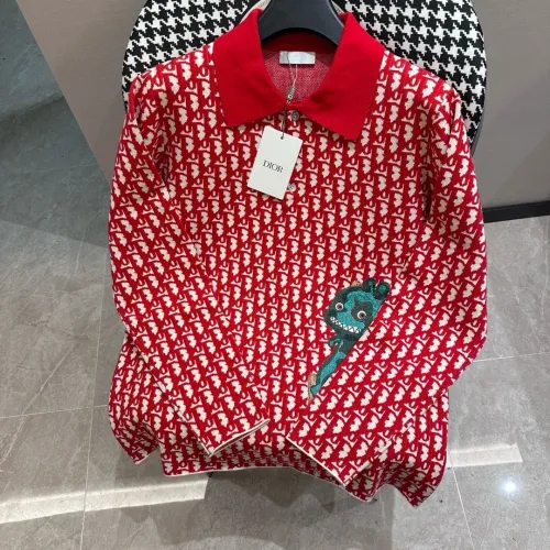 Dior Fashion Full Logo Jacquard Collar Knitted Sweater