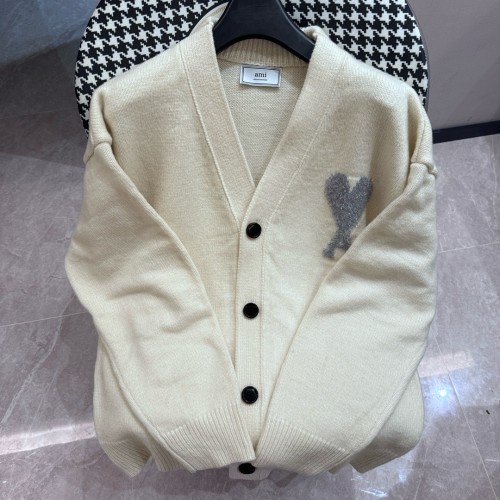 Ami New Classic Color Matching Love Casual Cardigan Sweater