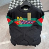 Gucci New Retro Interlocking Double G Flame Letter Towel Embroidered Logo Round Neck Sweater