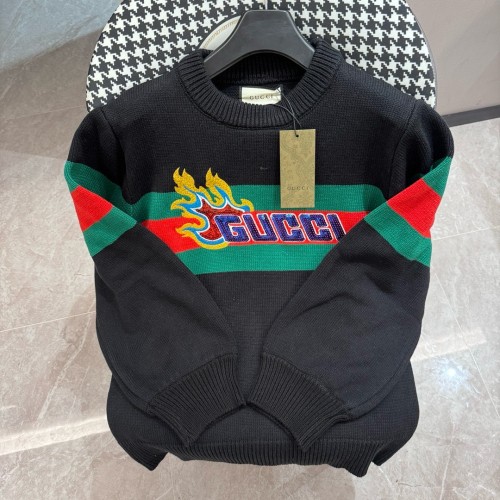 Gucci New Retro Interlocking Double G Flame Letter Towel Embroidered Logo Round Neck Sweater