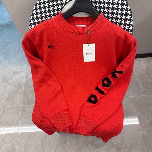 Dior Classic Logo Embroidery Ripped Sweatshirt Fashion Casual Pullover Long Sleeve
