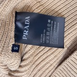 Prada New Triangle Embroidered Logo Wool Blended Cardigan Sweater