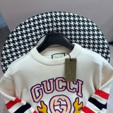 Gucci New Color Bar Flame Letter Towel Embroidered Round Neck Sweater