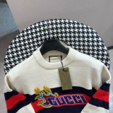 Gucci New Retro Interlocking Double G Flame Letter Towel Embroidered Logo Round Neck Sweater