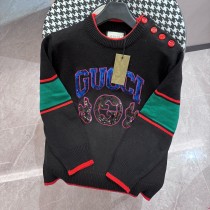 Gucci Unisex Classic Color Contrast Splicing Round Neck Knitted Sweater