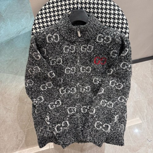 Gucci Classic GG Jacquard Lamb Wool Zipper Knitted Cardigan