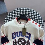 Gucci Unisex Classic Color Contrast Splicing Round Neck Knitted Sweater