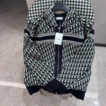 Dior Classic Letter Jacquard Wool Blended Double Sided Zipper Jacket