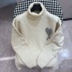 Ami Classic Color Contrasting Love High Collar Sweater
