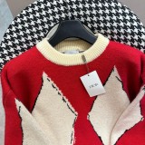 Dior New Couple Geometric Elements Round Neck Sweater