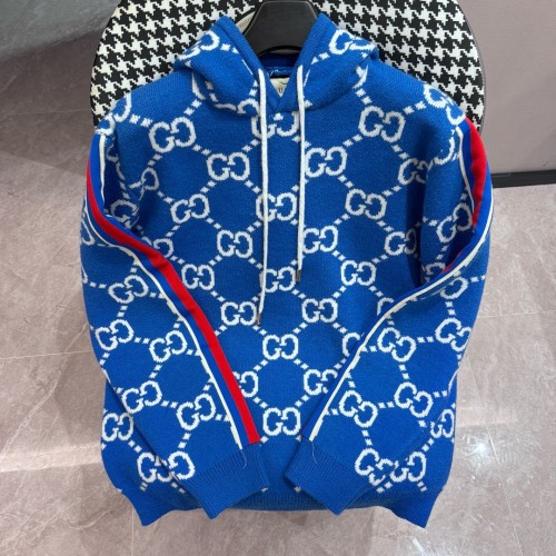 Gucci Fashion Double G Blue Hooded Sweater Knitted Sweater