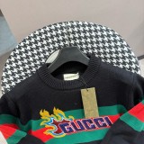 Gucci New Retro Interlocking Double G Flame Letter Towel Embroidered Logo Round Neck Sweater