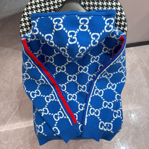 Gucci Fashion Double G Blue Hooded Sweater Knitted Sweater