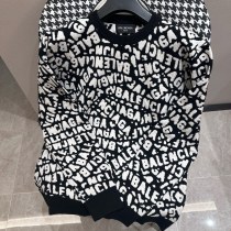 Balenciaga Classic Full Logo Jacquard Round Neck Base Knitted Sweater