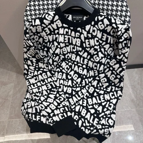 Balenciaga Classic Full Logo Jacquard Round Neck Base Knitted Sweater
