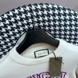 Gucci New Color Bar Flame Letter Towel Embroidered Round Neck Sweater