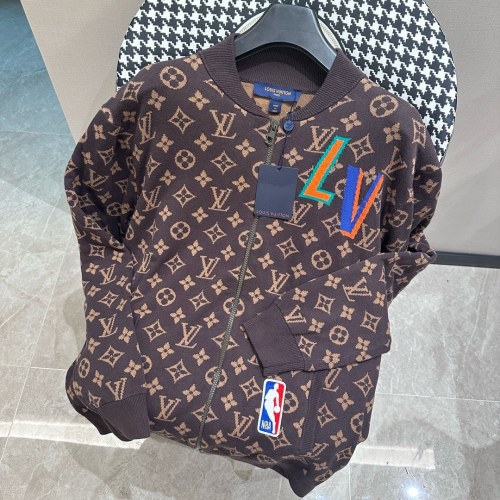 Louis Vuitton New Classic Full Logo Jacquard Zipper Sweater Jacket