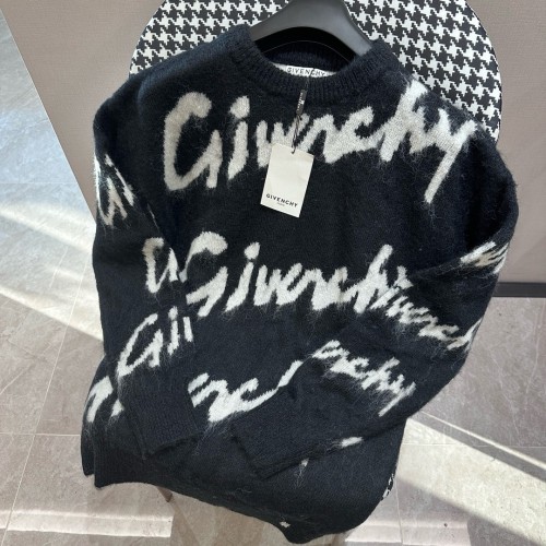 Givenchy Fashion Color Blocked Logo Jacquard Wool Sweater