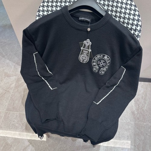 Chrome Hearts Retro Cross Horseshoe Jacquard Long Sleeve Sweater
