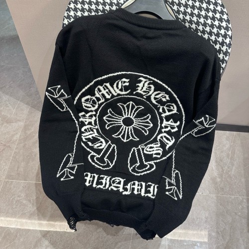 Chrome Hearts Retro Cross Horseshoe Jacquard Long Sleeve Sweater