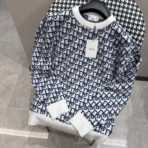 Dior Couple Full Logo Jacquard Knitted Woolen Sweater