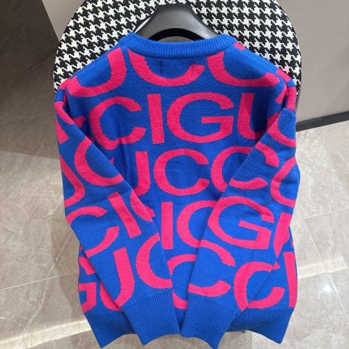 Gucci Unisex Full Logo Jacquard Casual Round Neck Sweater