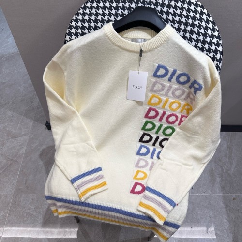 Dior Fashion Rainbow Logo Jacquard Knitted Long Sleeve Sweater