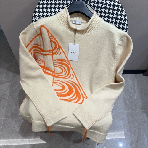 Dior New Embroidered Logo Triangle Knitted High Collar Sweater