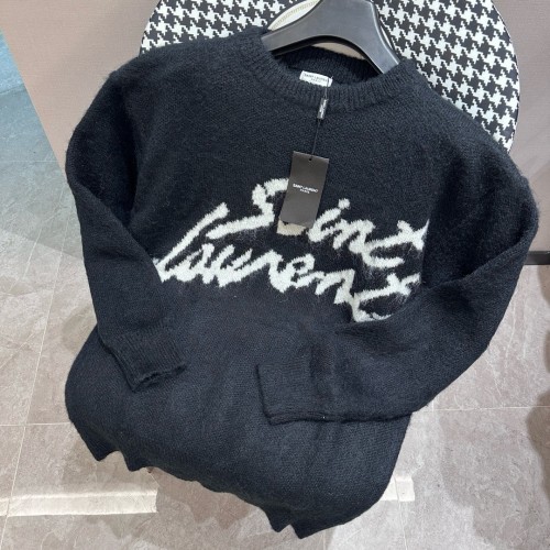 Yves Saint Laurent Classic Logo Jacquard Long Sleeve Sweater