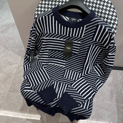 Fendi Fashion Stripe Element Jacquard Knitted Long Sleeve Sweater
