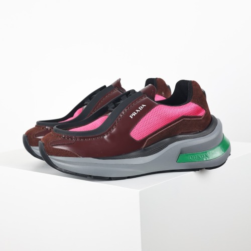 Prada Systeme Shiny leather Sneakers Men Fashion Casual Shoes
