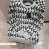 Louis Vuitton Classic Grey NBA Joint Pattern Jacquard Round Neck Sweater