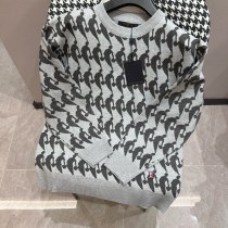 Louis Vuitton Classic Grey NBA Joint Pattern Jacquard Round Neck Sweater