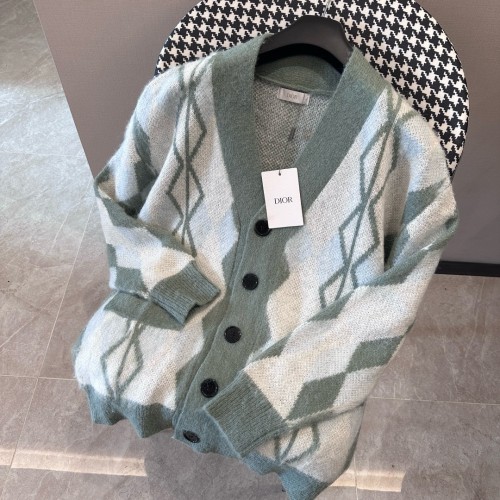 Dior Classic Geometric Jacquard V-neck Knitted Cardigan