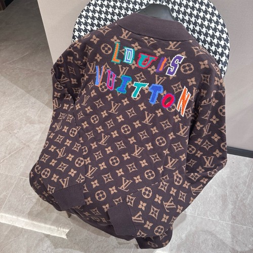 Louis Vuitton New Classic Full Logo Jacquard Zipper Sweater Jacket