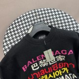 Balenciaga Multi Language Jacquard Couple's Versatile Knitted Sweater