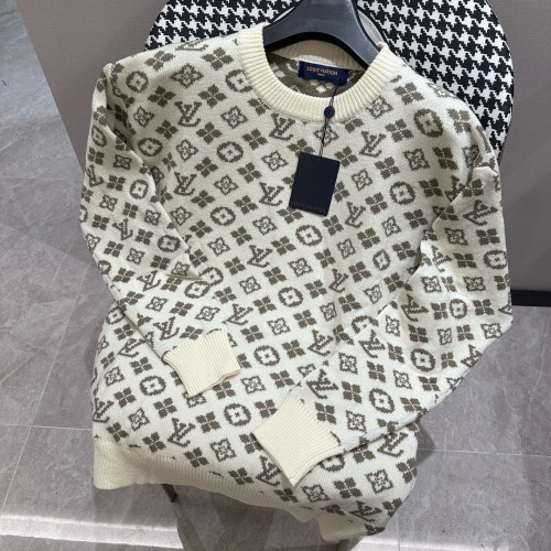 Louis Vuitton New Retro Logo Jacquard Casual Round Neck Sweater