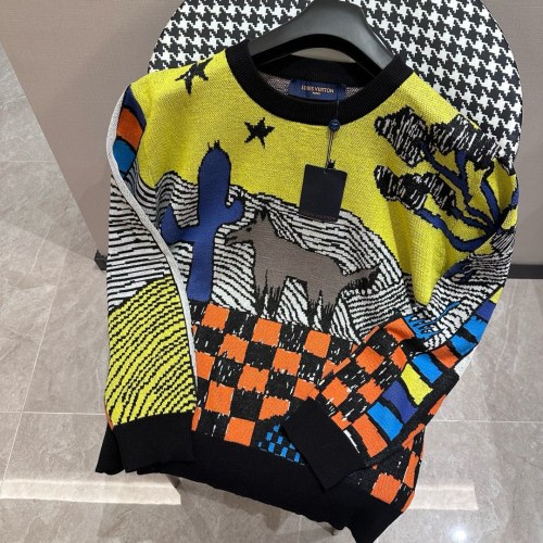 Louis Vuitton New Couple Fashion Desert Pony Jacquard Round Neck Sweater