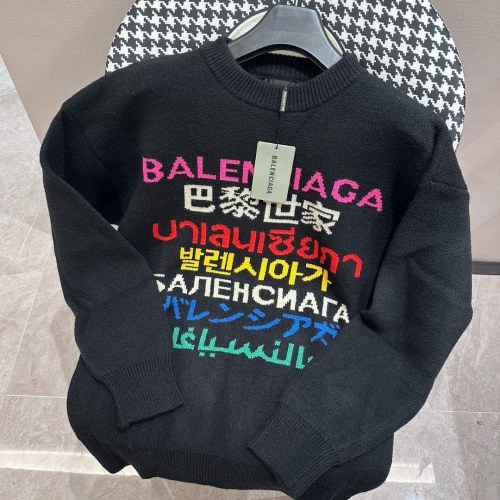 Balenciaga Multi Language Jacquard Couple's Versatile Knitted Sweater