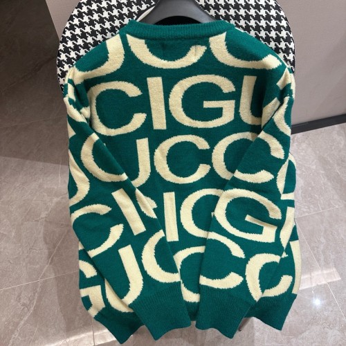 Gucci Unisex Full Logo Jacquard Casual Round Neck Sweater