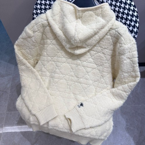Dior Fashion Little Bee Embroidered CD Diamond Grid Hoodie