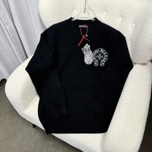 Chrome Hearts New Sanskrit Cross Knitted Hoodie Unisex Retro Oversize Sweater