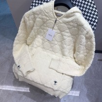 Dior Fashion Little Bee Embroidered CD Diamond Grid Hoodie