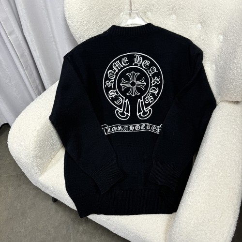 Chrome Hearts New Sanskrit Cross Knitted Hoodie Unisex Retro Oversize Sweater