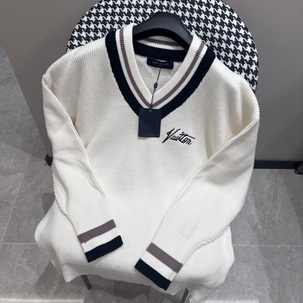 Louis Vuitton Classic Embroidered Logo Contrast Collar Hoodie Sweater