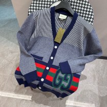 Gucci New Fashion Color Blocked Casual Knitted Cardigan